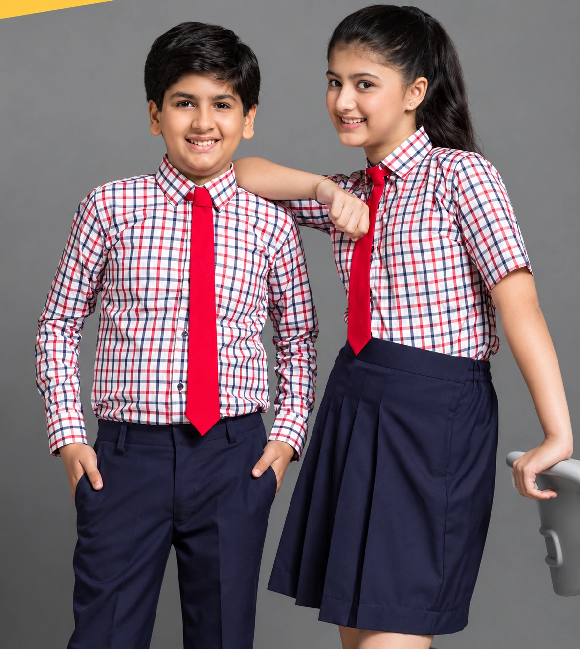 Students wearing coordinated school uniforms