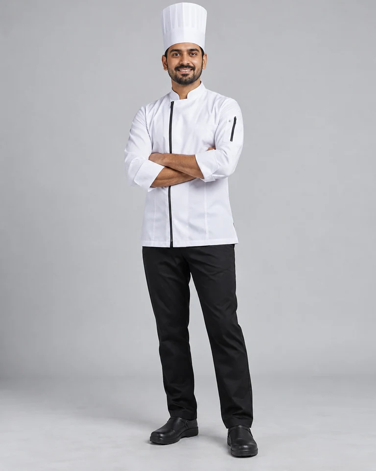 Modern zip-front chef jackets